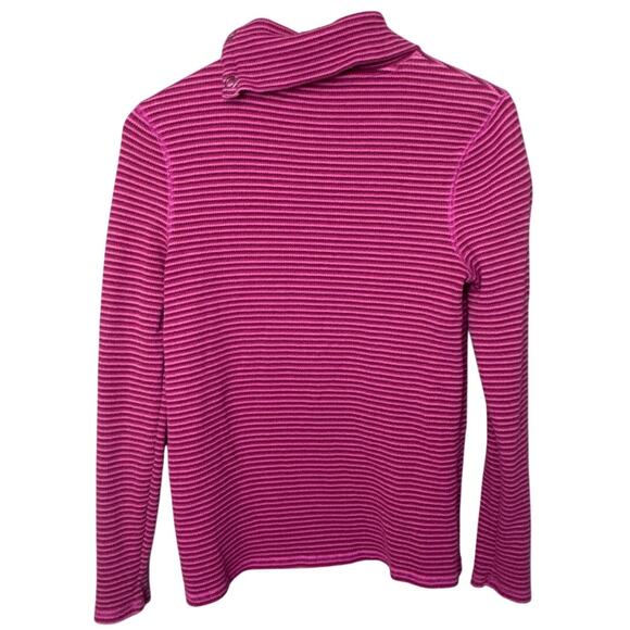 Sundance Jessa Striped Snap Neck Turtleneck Thermal Top Size M Magenta Fall - Picture 3 of 8